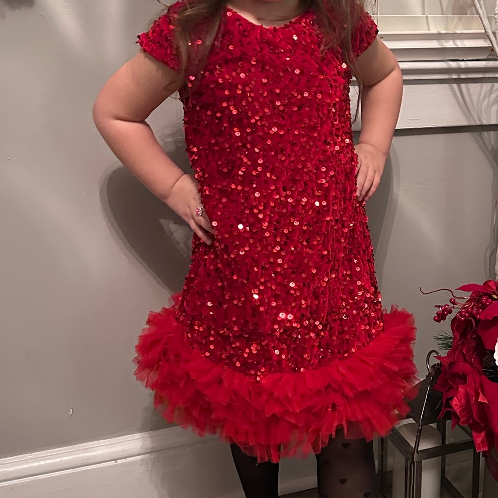 Sparkling Red Sequin Dress for Girls 5 6 7 years Valentine Kids Dress